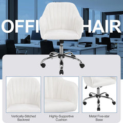 Boucle Vanity Chair Makeup Desk Chair Modern Office Chair Mid Back