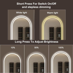 65" x 21" Arch Design LED Full Length Mirror ,Dimmable,  High
