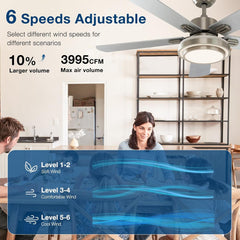 Ceiling Fan with Lights Remote Control, 52 Inch, Brushed Nickel
