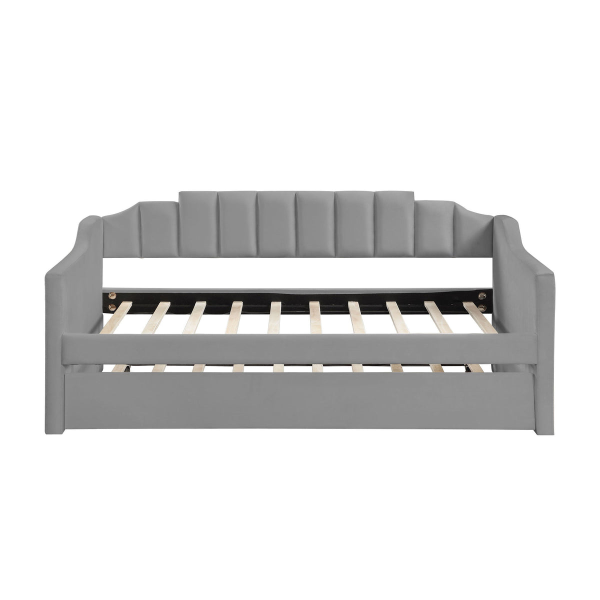 Velvet Daybed with Trundle Upholstered Tufted Sofa Bed,  both Twin