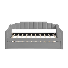 Velvet Daybed with Trundle Upholstered Tufted Sofa Bed,  both Twin