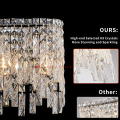 Silver Elegant Oval Crystal Chandelier, Modern Ceiling Light Fixture