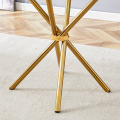 4-Piece Dining Set with 36.6'' Round Tempered Glass Table & White-Gold