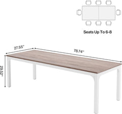 Dining Table for 6-8 People, 78-Inch Large Narrow Long Rectangular
