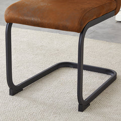 Retro - style Suede - like Tech Fabric Dining Chairs, Sturdy Metal