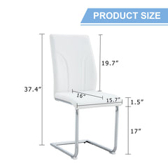 Modern Set of 6 White PU Dining Chairs with High Backrest and Sturdy