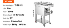 VEVOR 22/36.7Lbs Meat Grinder Capacity Electric Meat Grinders Grinding Plate Sausage Maker for Kitchen Restaurant Butcher Store
