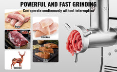 VEVOR Meat Grinder Electric Meat Grinders&Blade Grinding Plate Stainless Steel Commercial for Kitchen Restaurant Butcher Store
