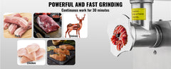 Succebuy Meat Grinder Electric Meat Grinders Grinding Plate Stainless Steel Commercial for Kitchen Restaurant Butcher Store