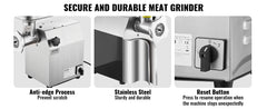 Succebuy Meat Grinder Electric Meat Grinders Grinding Plate Stainless Steel Commercial for Kitchen Restaurant Butcher Store