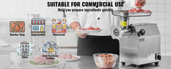 Succebuy Meat Grinder Electric Meat Grinders Grinding Plate Stainless Steel Commercial for Kitchen Restaurant Butcher Store