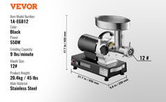 Succebuy Meat Grinder Electric Meat Grinders Grinding Plate Stainless Steel Commercial for Kitchen Restaurant Butcher Store