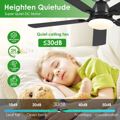 Ceiling Fans with Lights- 52" Low Profile Indoor Ceiling Fan with