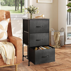 Dresser with 3 Drawers, Fabric Nightstand, Organizer Unit, Storage