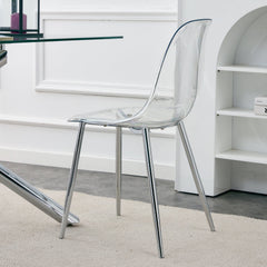 Modern minimalist transparent dining chair, plastic chair, armless