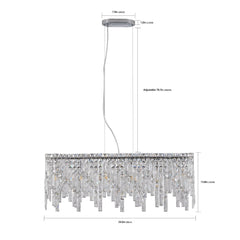 Silver Elegant Oval Crystal Chandelier, Modern Ceiling Light Fixture