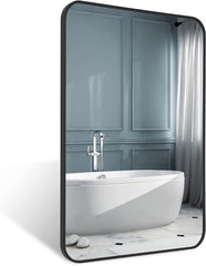 Black Metal Framed Bathroom Wall Mirror