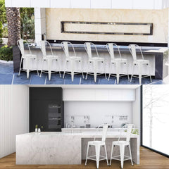 24 Inches Metal Bar Stool Set of 4 Counter Height Barstool with Back