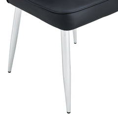 Modern Minimalist Dining Chairs Set of 2 Black PU Leather Curved