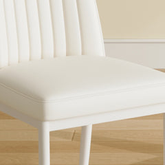 Modern white dining chair, made of high backrest PU material and