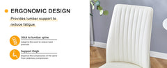 4 Dining Chair Set, White Dining Chair Set, PU Material High Back Seat