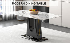 A modern, minimalist, and luxurious dining table with a white