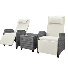 Outdoor Rattan Two-person Combination With Coffee Table, Adjustable,