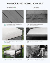 HDPE Outdoor Patio Furniture Set, 7-Piece Outdoor Sectional Patio