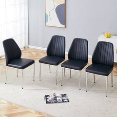 Set of Four Black PU Comfort Dining Chairs (17.7'x25').Dining chair