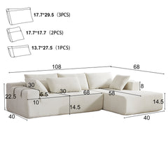Modern Chenille Upholstered Sectional Sofa Couch Set,Modular 108' L