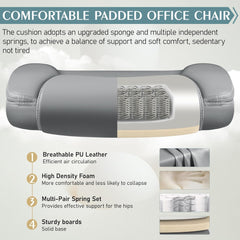 Leather Office Chair, PU Home Computer Desk Chairs with Ergonomic Back