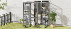 Outdoor DIY Cat House Catio with Double Enter Doors, Platforms, and