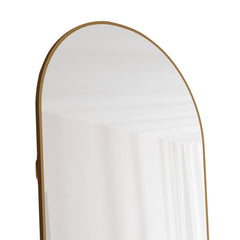 Modern Aluminum Alloy Metal Frame Arched Floor Mirror with Gold Finish