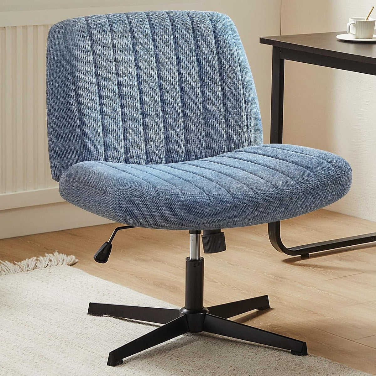 Criss Cross Chair Legged, Armless Office Desk Chair No Wheels, Swivel