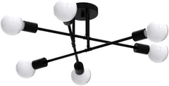 Black Modern Sputnik Chandelier Ceiling Light Fixtures,6-Lights