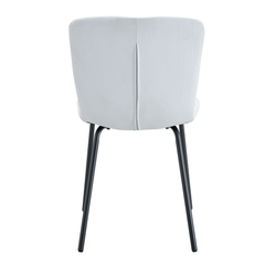 Luxury Minimalist Dining Chairs Set of 4 with Black Metal Legs, White