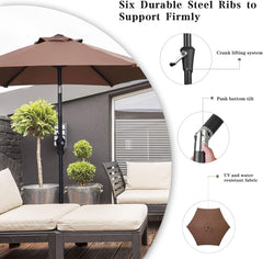 7.5ft Aluminum Patio Umbrella: Tilt Crank for Outdoor