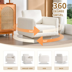 360° Modern Swivel Accent Chairs set of 2,30" W Teddy Sherpa Round
