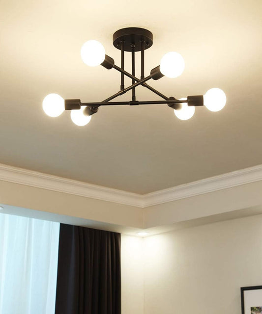 Modern Sputnik Chandelier, 6-Light Ceiling Light, 6 LED Light Bulbs