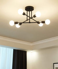 Modern Sputnik Chandelier, 6-Light Ceiling Light, 6 LED Light Bulbs
