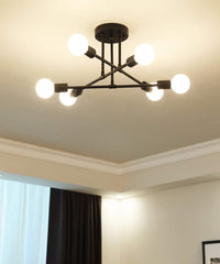 Modern Sputnik Chandelier, 6-Light Ceiling Light, 6 LED Light Bulbs