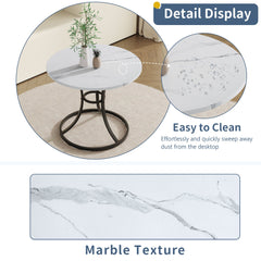 Table and chair set.A Modern Minimalist Circular Dining Table With A