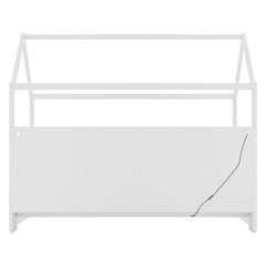Twin Size House Bed with LED Light, Wood House Bed with Storage