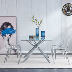 Modern minimalist transparent dining chair, plastic chair, armless