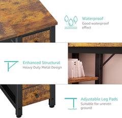 55 Inch Computer Desk with 4 Fabric Drawers & Storage Shelves, Writing
