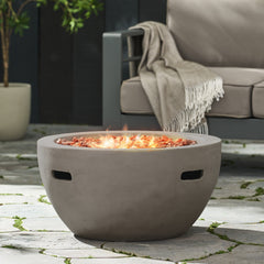 27' Bowl Shaped MGO Propane Fire Pit 40000 BTU, Light Grey (Tank Cover