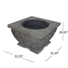 32'  MgO Light-Weight Concrete Wood Burning Square Fire Pit, Grey