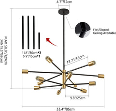 Modern Chandelier Ceiling Light Fixture Sputnik Chandeliers Gold and