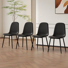 Modern Minimalist Black Dining Chair Set - Four Chairs, Upholstered