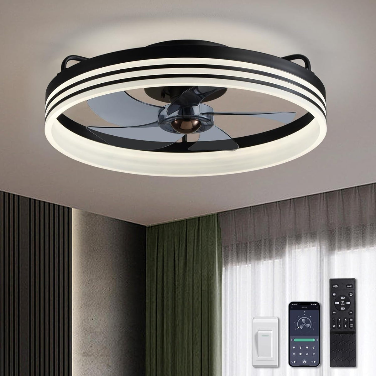 Ceiling Fans with Lights, Flush Mount Ceiling Fan with Lights and
